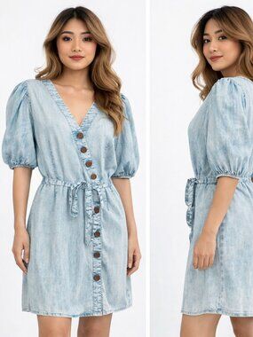 ✨ Light Wash Denim Dress